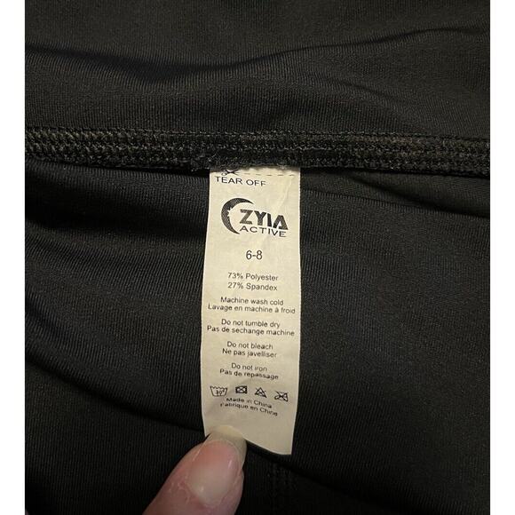 Zyia Active Mocha On Black Game Day Light N Tight 7/8 Leggings Size 6-8 Pockets - Picture 7 of 10